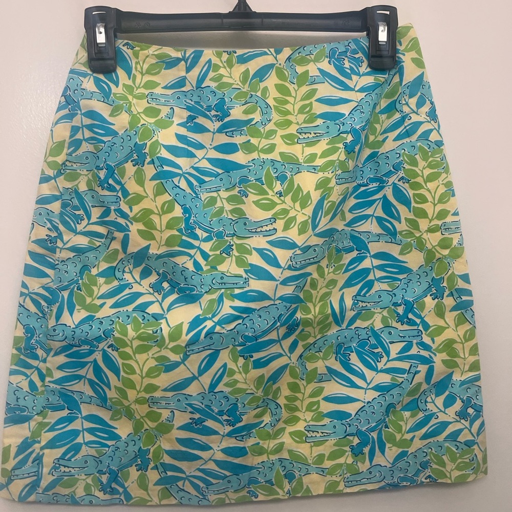 Lilly Pulitzer Blue and Green Mini Pencil Skirt Resort Wear
